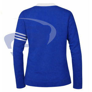 Suéter Cárdigan de la Hermandad Zeta Phi Beta, Tejido Azul Rey con Rayas Blancas y Logotipo Bordado ZPB, Ropa de Hermandad, Vida Griega - Product Image 2