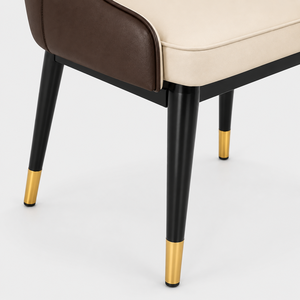 Chaise de salle à manger moderne en cuir PU et mobilier de maison avec dossier rembourré, pieds en métal noir et accents dorés pour hôtel - Product Image 5