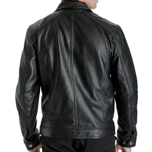 Chaqueta Bomber de Cuero Genuino para Hombre, Resistente al Viento, con Estampado Digital, Protección UV, Cuello Alto, Cierre de Cremallera, para Motociclismo - Product Image 3