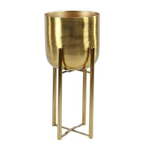 Nouvelle arrivée : Pot de fleurs en métal texturé or, support de pot en métal, utilisation intérieure/extérieure, pot de fleurs pour la maison, le jardin, l'espace de vie, décoration - Product Image 5