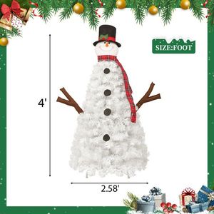 4ft Pre-Lit Snowman Shaped Christmas <b>Tree</b> with 100 Lights 380 <b>Branch</b> Tips PVC Festive Artificial Xmas <b>Tree</b> - Product Image 3