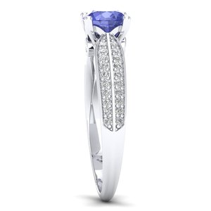 REYES – bagues en argent Sterling 925 pour femmes, Design Unique, coupe ronde brillante, pierre précieuse Tanzanite 0,75 ct, bijoux fins - Product Image 3
