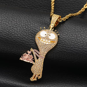 Pendentif en argent 925 plaqué or avec diamant cultivé en laboratoire, style hip-hop, unisexe, à porter au quotidien - Product Image 3