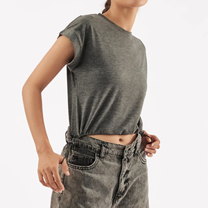 T-shirts courts personnalisés de haute qualité pour femmes, broderie sur toile respirante, 100 % coton, coupe classique, vente en gros - Product Image 2