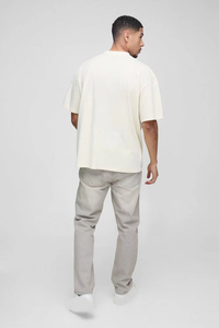 เสื้อยืดผู้ชายแบบขายส่ง สกรีนโลโก้ได้ตามสั่ง ผ้าฝ้าย 100% ระบายอากาศได้ดี เนื้อผ้าหนา ดีไซน์เรียบง่าย สไตล์สตรีทแวร์ ทรงหลวม เสื้อยืดสไตล์อเมริกัน - Product Image 2
