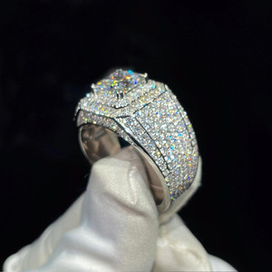 Fully Iced Out Radiant Cut Moissanite Diamond Engagement <b>Ring</b> Hip Hop <b>Ring</b> 925 Sterling Silver Champion <b>Rings</b> For <b>Men</b> Jewelry - Product Image 5