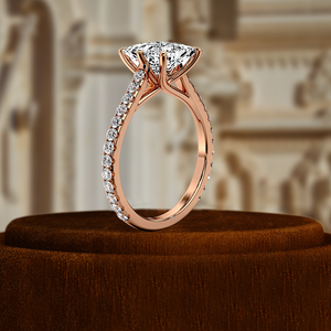 Anillo de Compromiso y Boda con Diamante Cultivado en Laboratorio de 1.5 Quilates, Corte Princesa, Engaste de 6 Puntas con Media Pavé, Oro Blanco de 14K, Certificado IGI - Product Image 6