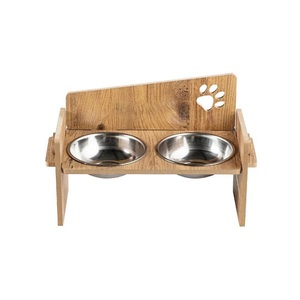 Producto exclusivo de metal con cuenco exterior de madera para mascotas, comedero de agua para perros y gatos, plato de comida para perros aceptado con logotipo personalizado - Product Image 3