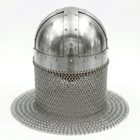 Casco Vikingo Medieval Hecho a Mano de Acero Suave con Avental de Malla, Armadura de Guerrero Nórdico Usable para Cosplay de Halloween