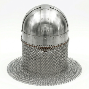 Casco Vikingo Medieval Hecho a Mano de Acero Suave con Avental de Malla, Armadura de Guerrero Nórdico Usable para Cosplay de Halloween - Product Image 4
