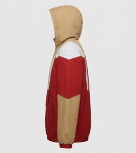 Blouson de course à capuche pour homme, coupe-vent, avec blocs de couleur, fermeture éclair, décontracté, pour l'automne, en polyester - Product Image 2