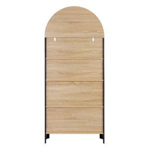 Libreria a 5 ripiani in stile Mid-Century Modern con anta, alta 61 pollici, armadietti ad arco, libreria nera con spazio contenitivo - Product Image 4