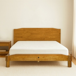 Marco de cama de madera tamaño queen al por mayor, montaje sin herramientas de estilo japonés, cama de plataforma de madera de caucho, muebles de Vietnam OEM/ODM - Product Image 1