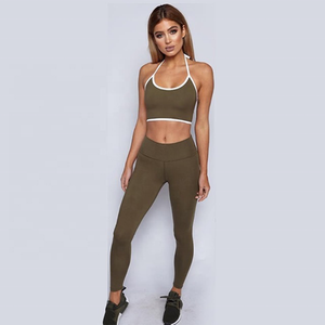 Leggings Deportivos Largos para Mujer, Conjunto de Yoga de Dos Piezas con Bolsillos de Tela Spandex Antibacteriana para Gimnasio y Fitness Diario, 220g - Product Image 4