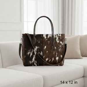 Sac fourre-tout en cuir de vachette à poils, couleur unie, broderie, avec fermeture éclair, sac à main de luxe pour femme, LHTB-0013B - Product Image 4
