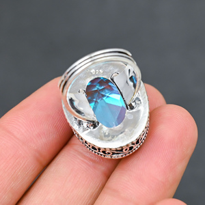 Magnifique Bague Tendance et Moderne en Topaze Mystique, en Argent Sterling 925 Massif, Bijoux Faits Main, Vente en Gros Direct Usine - Product Image 2