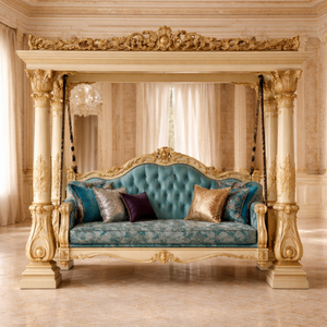 Columpio Grande de Madera Estilo Real Maharaja para el Hogar Indio, Jhula Premium de 3 Plazas, Oonjal Melbourne - Product Image 5