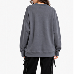 Sweat-shirts oversize tendance pour femmes, taille personnalisée, streetwear, style high street, épaules tombantes, manches longues, pull personnalisé, sweat-shirt imprimé sur mesure - Product Image 2