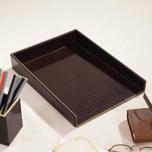 Organisateur de bureau double en cuir de qualité supérieure, plateau de rangement de luxe pour clés, montres, stylos, accessoires et bureau à domicile - Product Image 4