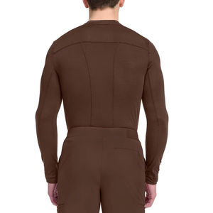 Haut de blouse en tricot à manches longues marron pour homme, col rond, uniforme d'hôpital - Product Image 3