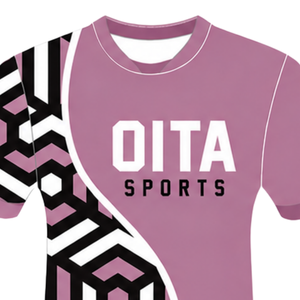 Dusty Rose <b>Black</b> <b>White</b> Geometric Rugby Jersey Short Sleeve Crew Neck Custom Breathable Training Athletic Team Sportswear - Product Image 3