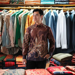 Chemise sans manches en batik pour homme, de qualité supérieure, écologique, décontractée, fabriquée en coton 50s, faite à la main en Indonésie, par PJG - Product Image 1