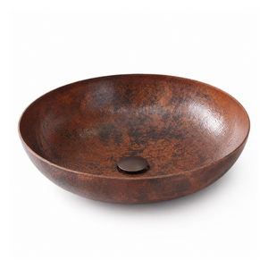 Handcrafted <b>Round</b> Copper Vessel Wash <b>Basin</b> Rustic Countertop Bathroom Sink Antique Finish Luxury Designer Copper <b>Basin</b> for Home - Product Image 1