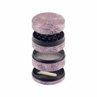 BEYOU Rose Conception Spéciale Léopard Mini Rond Tabac Moulin À Épices Stockage En Alliage De Zinc 4 Couches Broyeur Personnalisé Herbe