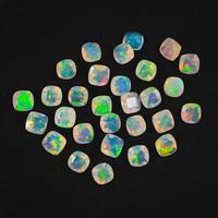 Opale synthétique de laboratoire, taille coussin, pierres précieuses lâches, blanc neige, 6,5 mm, 1,00 carat, poli, jeu de couleurs/opalescence pour bijoux