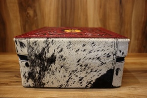 Handmade Western Stylish Hair on <b>Tooled</b> Cowhide <b>Leather</b> Jewelry Box Cute Trendy Travel Jewelry Storage Box - Product Image 2