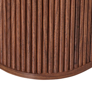 Table basse en bois massif cannelé de style contemporain français avec rangement inférieur pour salon - Product Image 4
