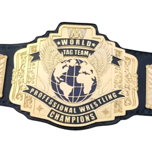 Cinturón de Campeonato de Lucha Libre en Parejas, Diseño de Placa Dorada, Correa de Cuero de Alta Calidad, Cinturón Coleccionable - Product Image 2