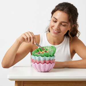 Bol de service en résine de qualité alimentaire, écologique, poli, pour fêtes et maison, sculpté, classique, en stock, compatible lave-vaisselle, empilable, personnalisable - Product Image 1