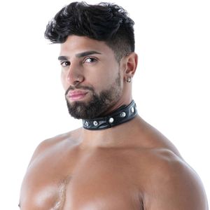 ปลอกคอหนังสีดำแบบปรับได้สำหรับผู้ชาย สไตล์ Kinky Pocket Collar - Product Image 1