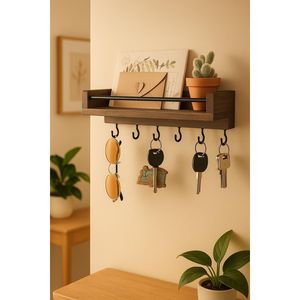 Organizador de Llaves y Correo de Madera Hecho a Mano, Ecológico y Duradero, para Decoración del Hogar - Product Image 1