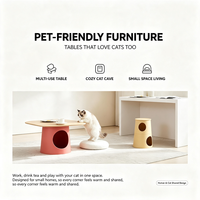 Table d'appoint 2-en-1 pour chat avec niche douillette – Mobilier moderne pour animaux de compagnie en PP durable, utilisable en intérieur et en extérieur