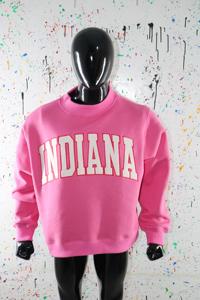 Indiana <b>Mock</b> <b>Neck</b> Pink color White color applique oversized 100% cotton heavy weight trendy Sweatshirt for women Finer Threads - Product Image 2
