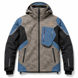 Men's Hooded Color Blocked Ski <b>Jacket</b> <b>Waterproof</b> Zipper Front Synthetic Insulated Outdoor Wear - Product Image 3