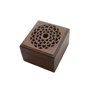 Elegante Quemador de Incienso de Madera para Ramadán, Caja Islámica para Bakhoor con Diseño Árabe Grabado, Madera Aromática - Product Image 1
