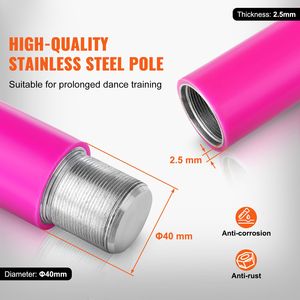 Professional Portable 40mm Heavy Duty Stainless Steel <b>Pole</b> Removable Static <b>Dancing</b> <b>Pole</b> Kit Hei Fitness Equipment Accessories - Product Image 2