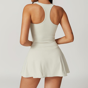 Custom Tennis Uniform Set For Women Breathable Quick Dry Fabric High Tennis Shirt And Skirt Shorts - Product Image 2