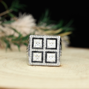 Pahal Jewels 925 Sterling Silver 18K White Gold Plated Classic Square Engagement <b>Men's</b> Wedding <b>Ring</b> Moissanite Prong <b>Set</b> Third - Product Image 6