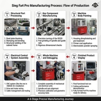 Centre d'usinage CNC 3 axes SIEG Fa4 Pro IKX1-Pro pour la formation en machines virtuelles CNC, mini CNC 4 outils ATC, machine d'éducation de haute performance
