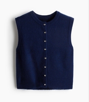 Gilet en tricot sans manches pour femme, couleur unie, boutonné devant, col pull, pour un usage quotidien, haute qualité, personnalisable, toutes saisons