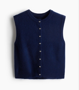 Chaleco de Punto sin Mangas para Mujer, Color Sólido, Cierre de Botones, Cuello Redondo, Suéter para Uso Diario, Alta Calidad, Personalizado - Product Image 1