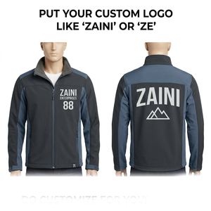 Chaqueta Premium de Poliéster de 220 GSM, con Capucha, Ecológica, Resistente al Viento, Transpirable, Color Azul Carbón con Paneles en Contraste en la Parte Delantera - Product Image 1