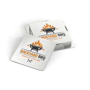 Sous-verres en métal personnalisés avec logo imprimé pour hôtels et restaurants - Product Image 2