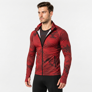 Men <b>Camouflage</b> Printed Compression <b>Jacket</b> with Front Logo Slim Fit Yoga Workout Sports <b>Jacket</b> Breathable Anti-Bacterial - Product Image 4