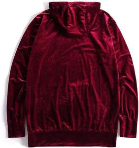 Oversized Autumn Loose Relaxed Fit <b>Velour</b> Hooded Anti-Shrink Eco-Friendly Plus Size Custom Spandex Cotton Maroon Color Hoodie - Product Image 2