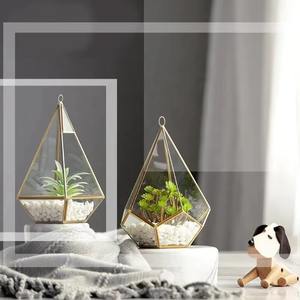 Terrario de Vidrio con Marco de Metal Dorado de Forma Geométrica, Tamaño Pequeño, Decorativo, para Mesa, Hogar, Oficina, Cafetería, Estilo Indio - Product Image 6